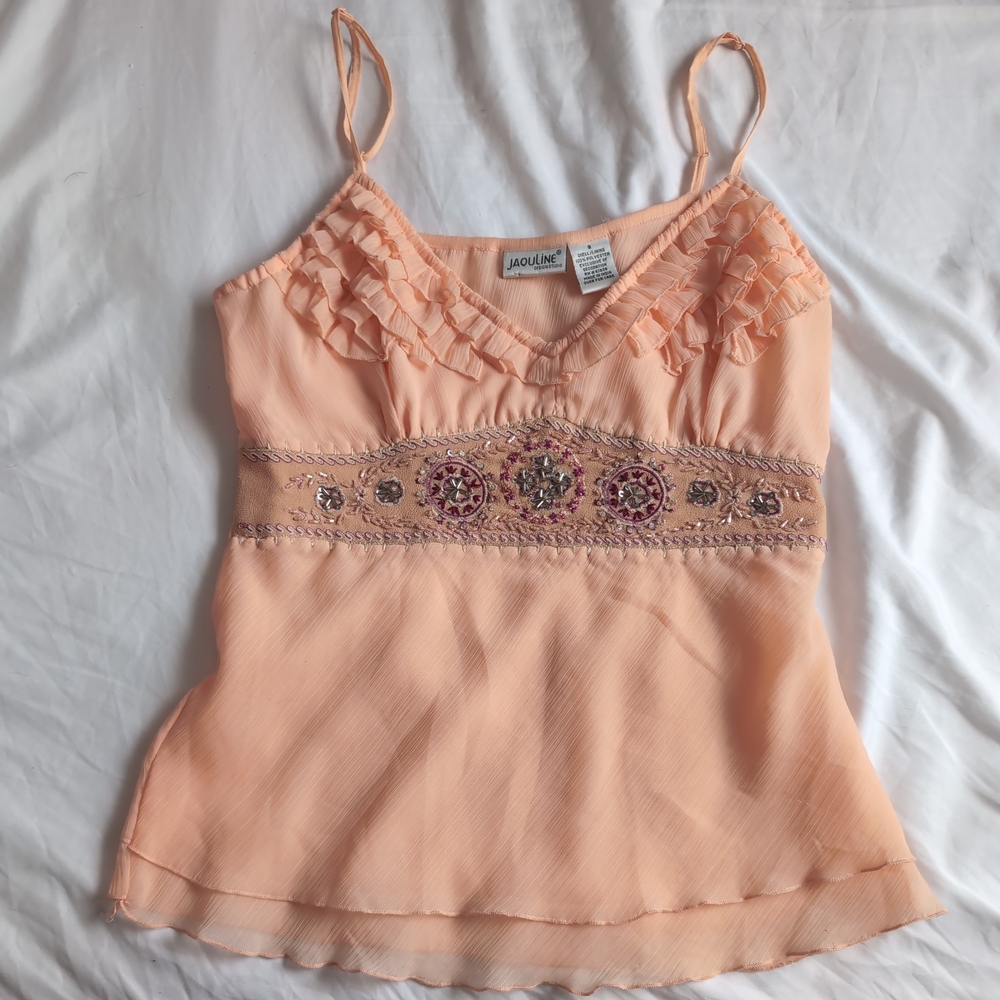 Peach Embellished Women's Top